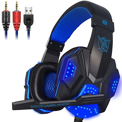 Surround Stereo Gaming Headphones Headset Deep Bass Stereo wired gamer Ear phone Microphone with backlit for PS4 phone PC Laptop